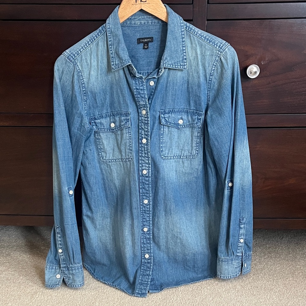 Talbots Blue Denim Button-Up Shirt